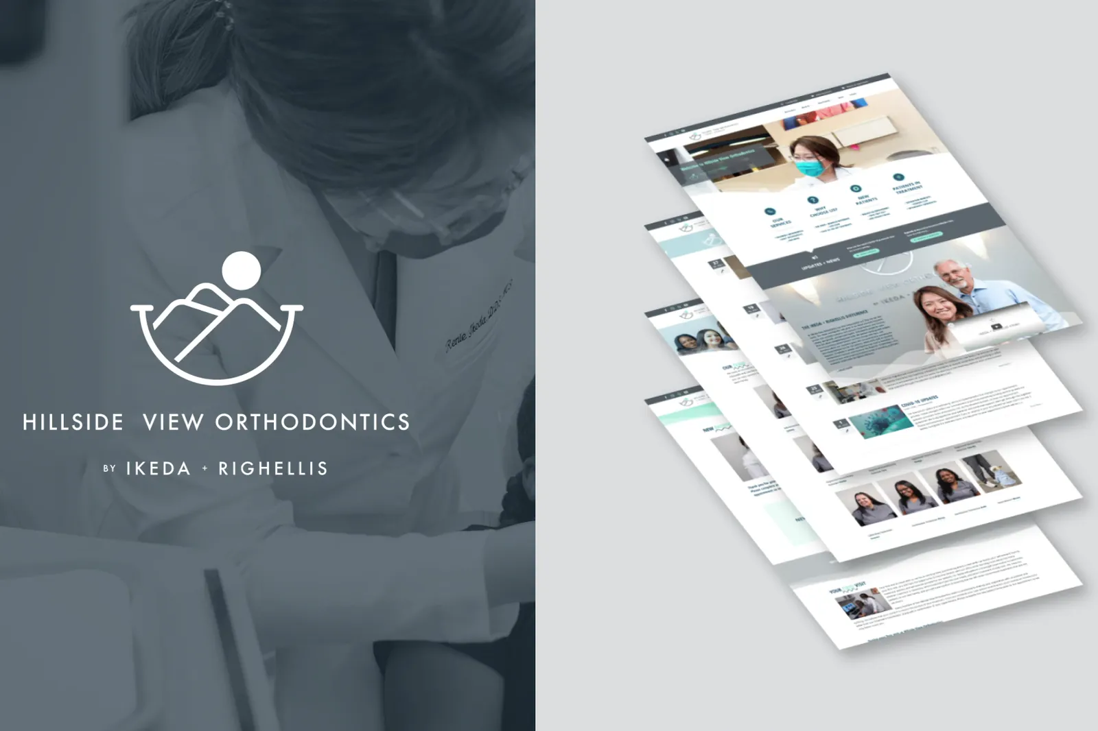The Hillside View Orthodontics mark beside pages of the new website