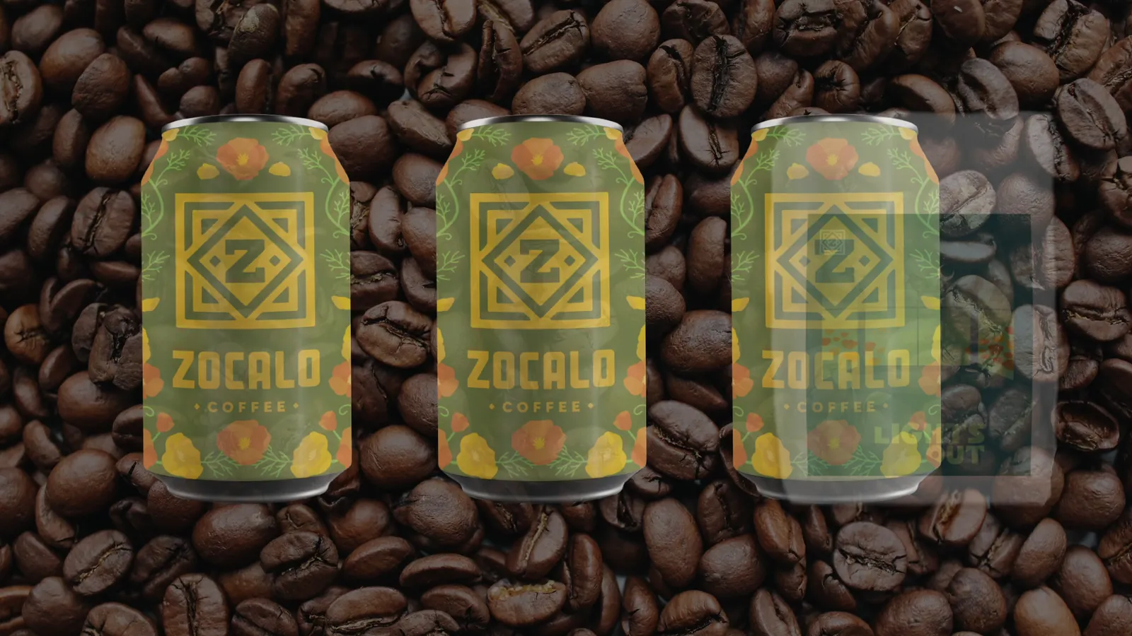 Zocalo Coffee cans on coffee beans